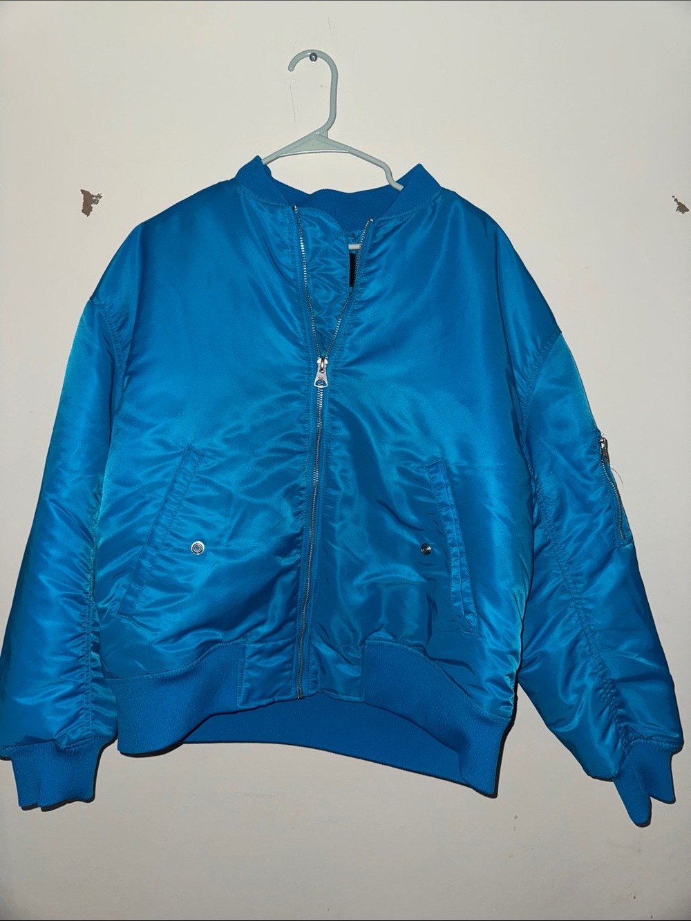 H&M Bright Blue Men's Satin Bomber Jacket